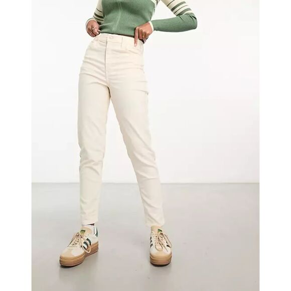 Levi's High Waisted Mom Jean - Corduroy Edition Cream 27 - Picture 1 of 10